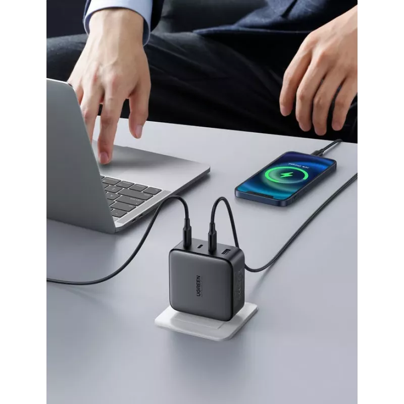 Kroviklis Ugreen Nexode 100W GaN USB-C USB-A Greitasis Krovimas 3 prievadai