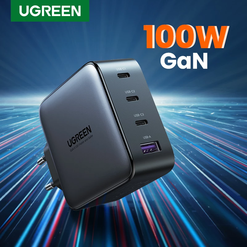 Kroviklis Ugreen Nexode 100W GaN USB-C USB-A Greitasis Krovimas 3 prievadai