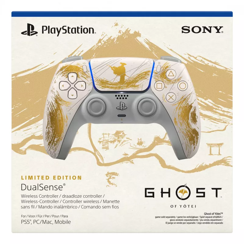 Sony DualSense Wireless Controller – Ghost of Yōtei Gold Limited Edition Auksinis, Baltas Bluetooth/USB Žaidimų Pultas Analoginis/Digitalinis Android, MAC, PC, PlayStation 5, iOS