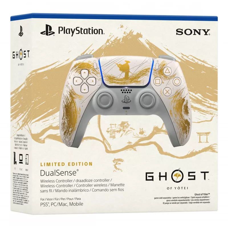 Sony DualSense Wireless Controller – Ghost of Yōtei Gold Limited Edition Auksinis, Baltas Bluetooth/USB Žaidimų Pultas Analoginis/Digitalinis Android, MAC, PC, PlayStation 5, iOS