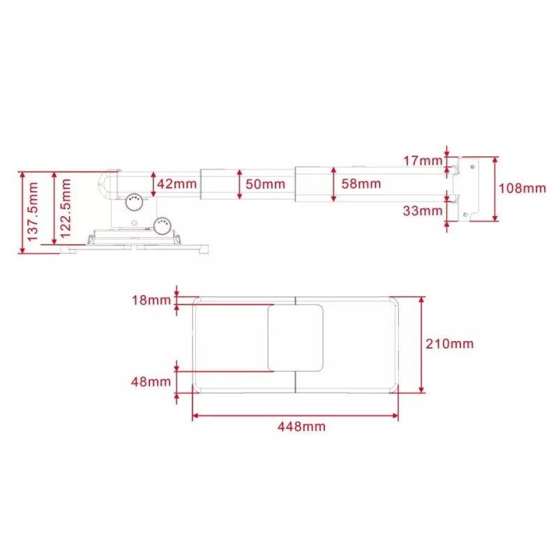 Projektoriaus laikiklis Multibrackets M Projector Mount Short Throw Deluxe 300-700 sieninis vidutinis 25 kg baltas