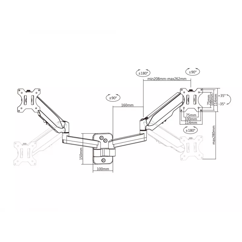 Multibrackets M Monitormount Wall Basic Dual 16 kg 17-32 colio juodas