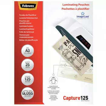 Fellowes ImageLast A3 125 Micron laminavimo maišelis - 25 vnt., blizgus, skaidrus, A3, 0,125 mm, 436 mm, 310 mm