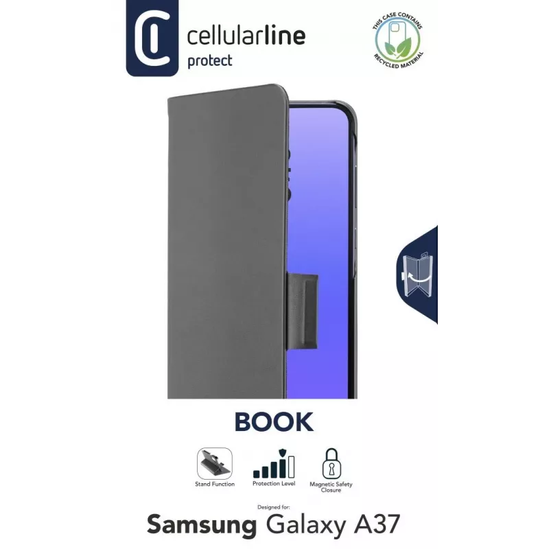 Dėklas Cellularline BOOK 3 – Galaxy A37, knyginis, su magnetiniu užsegimu, kortelių kišene ir lengvu išėmimu