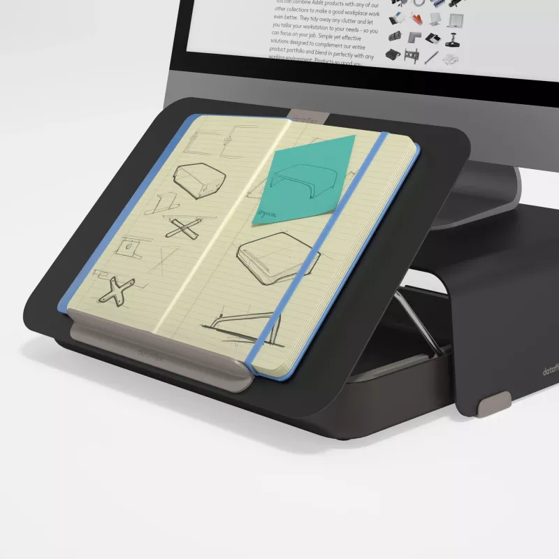 Dataflex Addit Bento® ergonomic toolbox 903 – ergonominis stovas nešiojamam kompiuteriui, juodas, 38,1 cm (15 col.), 6 kg