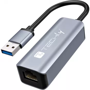 Techly IDATA USB-ETGIGA-AA nešiojamojo kompiuterio dokas / prievadų replikatorius, laidinis, USB 3.2 Gen 1 (3.1 Gen 1) Type-A, juodas, sidabrinis
