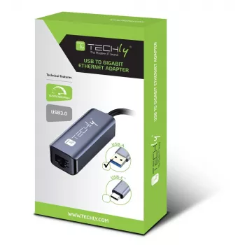 Techly IDATA USB-ETGIGA-AA nešiojamojo kompiuterio dokas / prievadų replikatorius, laidinis, USB 3.2 Gen 1 (3.1 Gen 1) Type-A, juodas, sidabrinis