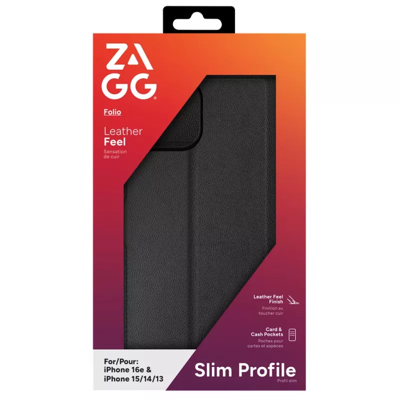 ZAGG Folio Dėklas iPhone 17e/16e/15/14/13 Juodas, Folio, Apple, iPhone 17e/16e/15/14/13, 15,5 cm (6,1 colio), Juodas