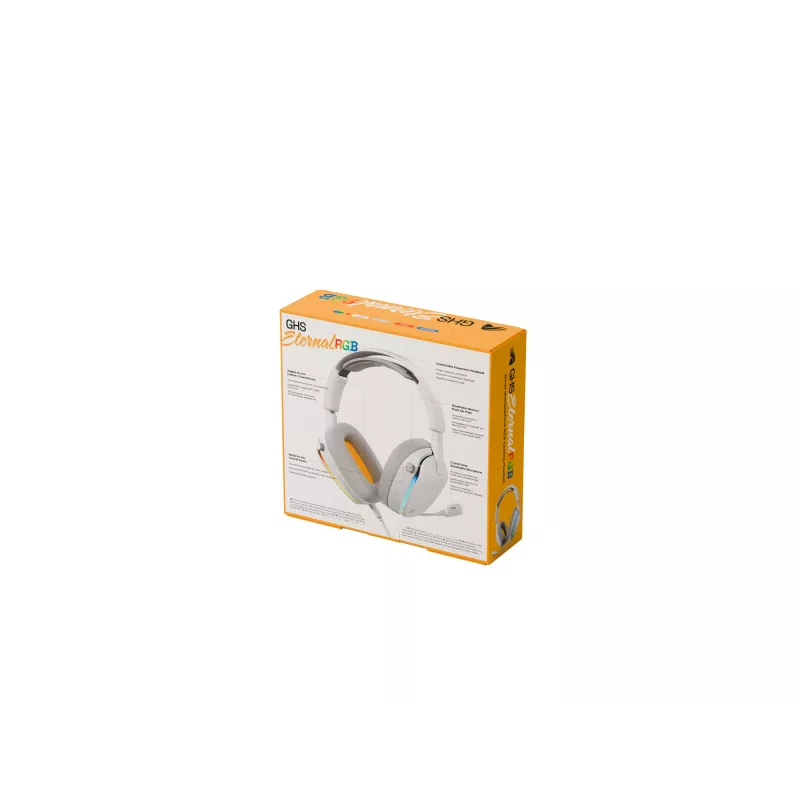 Glorious GHS Eternal RGB – Stereo RGB žaidimų ausinės, PC, PS5, PS4, Switch, baltos