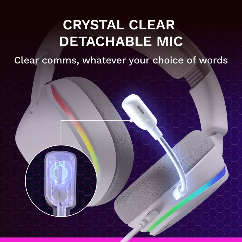 Glorious GHS Eternal RGB – Stereo RGB žaidimų ausinės, PC, PS5, PS4, Switch, baltos