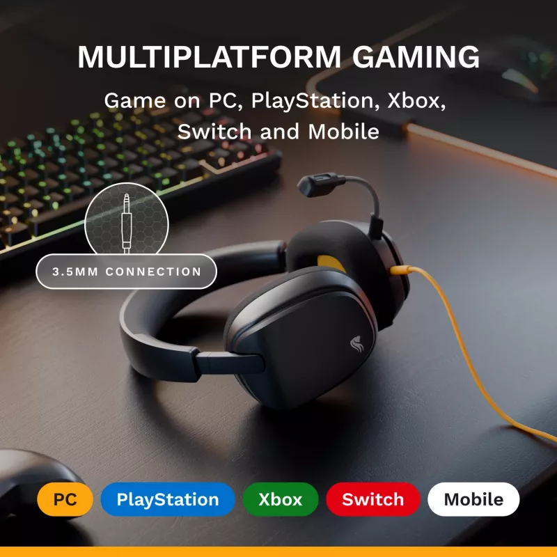 Glorious Gaming GHS Eternal – Stereo žaidimų ausinės, PC, PS5, PS4, Xbox, Switch, 3.5 mm, juodos