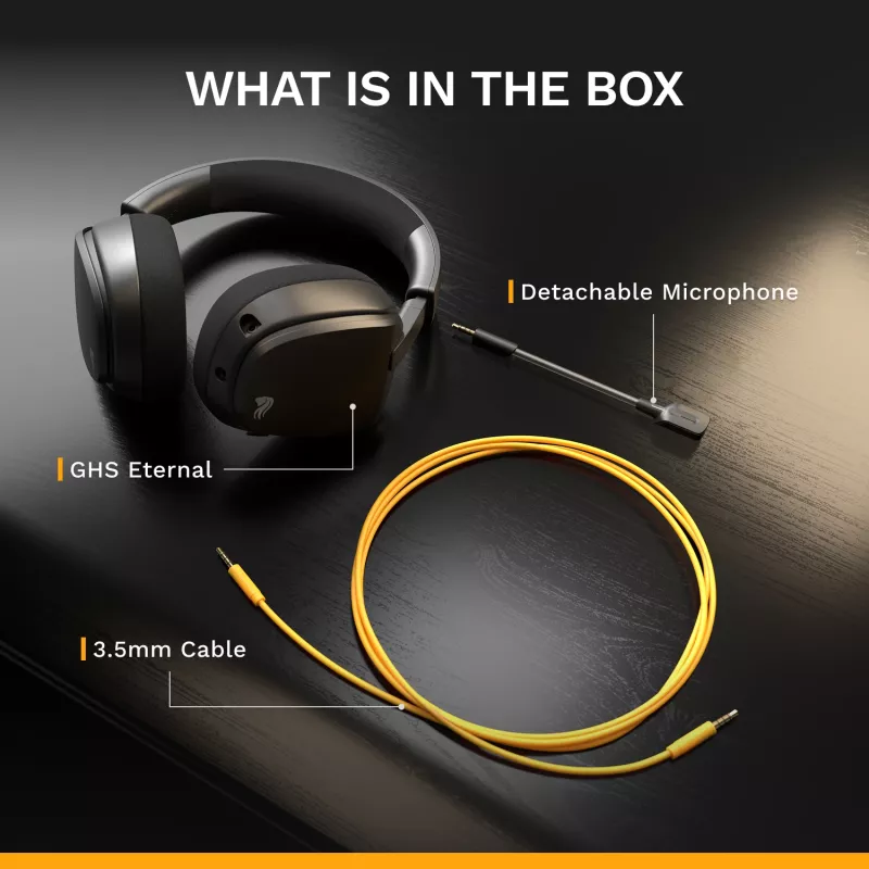 Glorious Gaming GHS Eternal – Stereo žaidimų ausinės, PC, PS5, PS4, Xbox, Switch, 3.5 mm, juodos