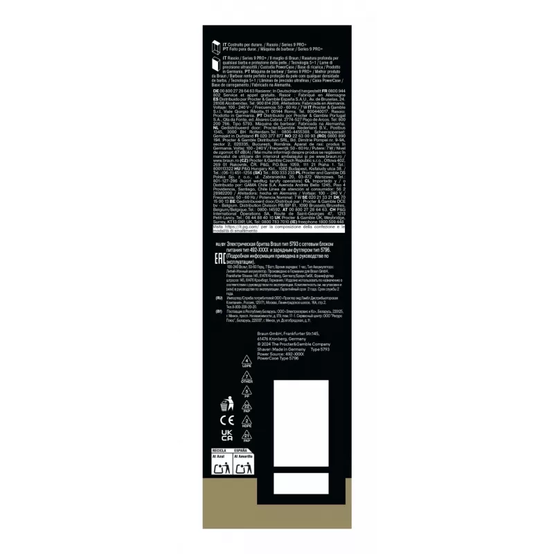 Folijos skustuvas Braun Series 9 Pro+ 9625s – grafitas, 5 galvutės, Li‑Jon akumuliatorius, trimeris, šlapias ir sausas