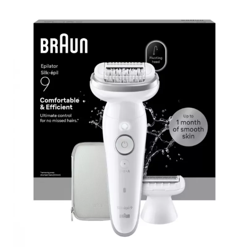 Braun Silk-épil 9 9-030 epiliatorius su 40 pincetų, baltas