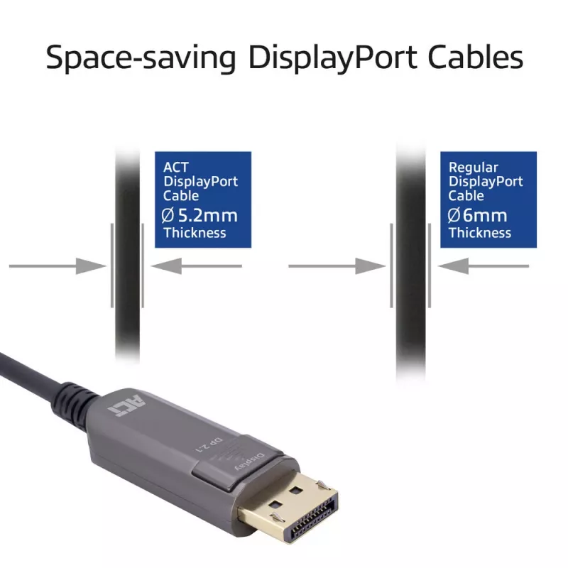 ACT AK4173 DisplayPort 2.1 laidas 30 m, juodas