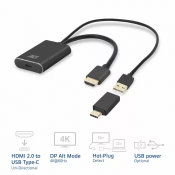 ACT AC7537 HDMI į USB Type-C adapteris, 4K@60Hz, 0,25 m