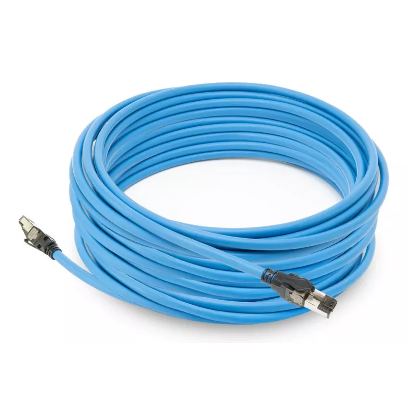 ACT Blue 20 m S/FTP CAT6A B2ca PoE++ 100 W vientisas montažinis kabelis, RJ45 kištukas – kištukas