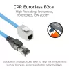 ACT Blue 25m S/FTP CAT6A B2ca PoE++ 100W vientisas gamyklinis montavimo kabelis, RJ45 kištukas – lizdas