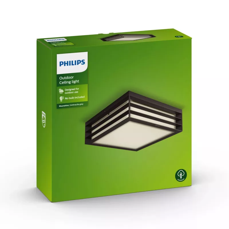 Philips myGarden Moonshine lubinis šviestuvas 28W E27 be lemputės, lauko sieninis apšvietimas, antracitas, aliuminis, sintetika, IP44, sodas, terasa, II