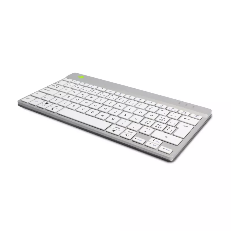 R-Go Tools ergonominė klaviatūra R-Go Compact Break, kompaktiška klaviatūra su pertraukų programine įranga, QWERTZ (CH), Bluetooth, balta