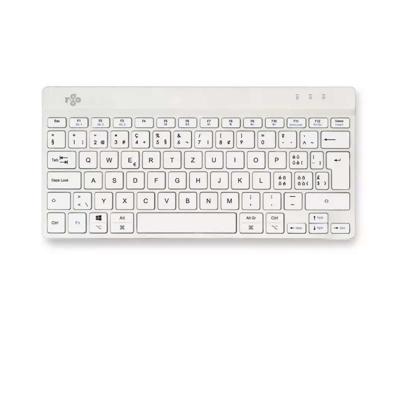 R-Go Tools ergonominė klaviatūra R-Go Compact Break, kompaktiška klaviatūra su pertraukų programine įranga, QWERTZ (CH), Bluetooth, balta