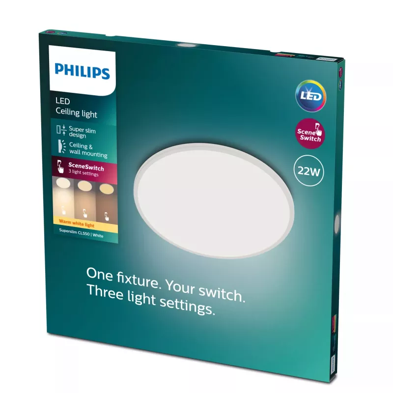 Philips Functional Super Slim 22 W Baltas Apvalus LED lubinis šviestuvas