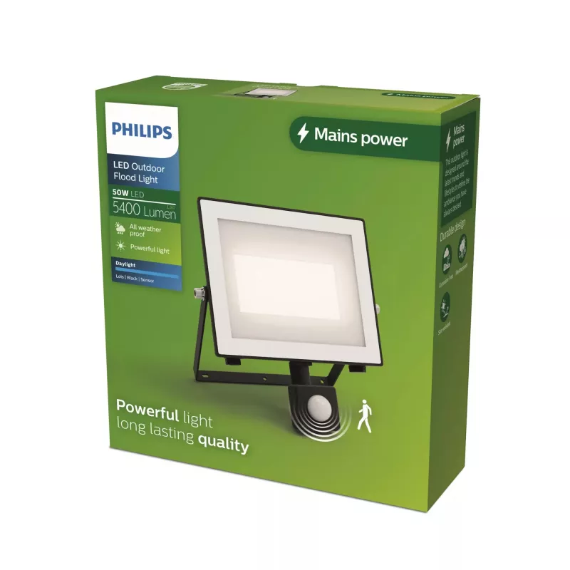 Lauko sieninis šviestuvas Philips Lois 50W LED, juodas, metalinis korpusas, nekeičiamas LED, 220–240V