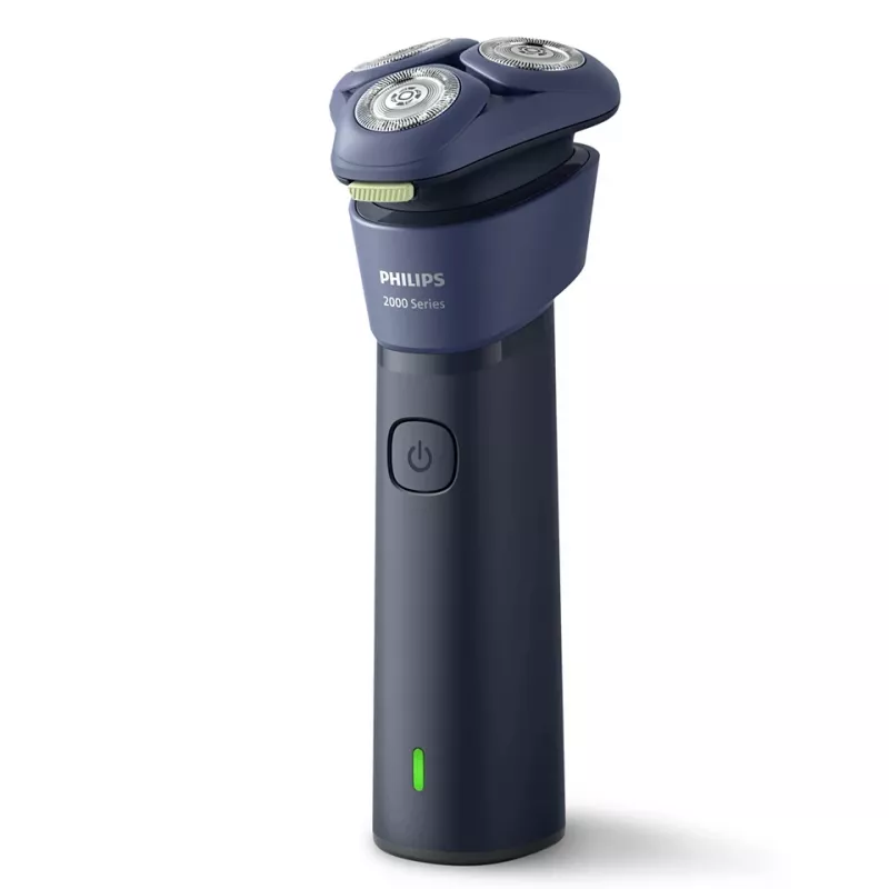 Rotacinis skustuvas Philips 2000 serijos S2885/00 — 3 galvutės, NiMH akumuliatorius, šlapias ir sausas naudojimas, mėlynas