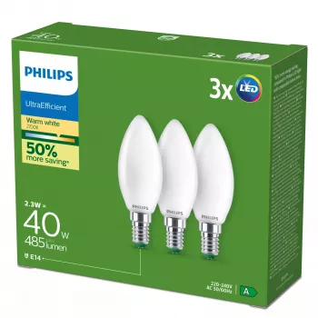 Philips LED lemputė 2,3 W E14 Šilta balta 485 lm 300° CRI 80 50 000 h
