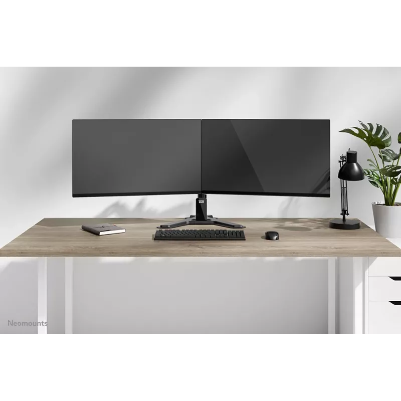 Dvigubas monitorių stovas Neomounts DS45-600BL2 10–32 colių ekranams, 2 ekranai, max 6 kg, VESA 75x75–100x100, laisvai pastatomas, juodas