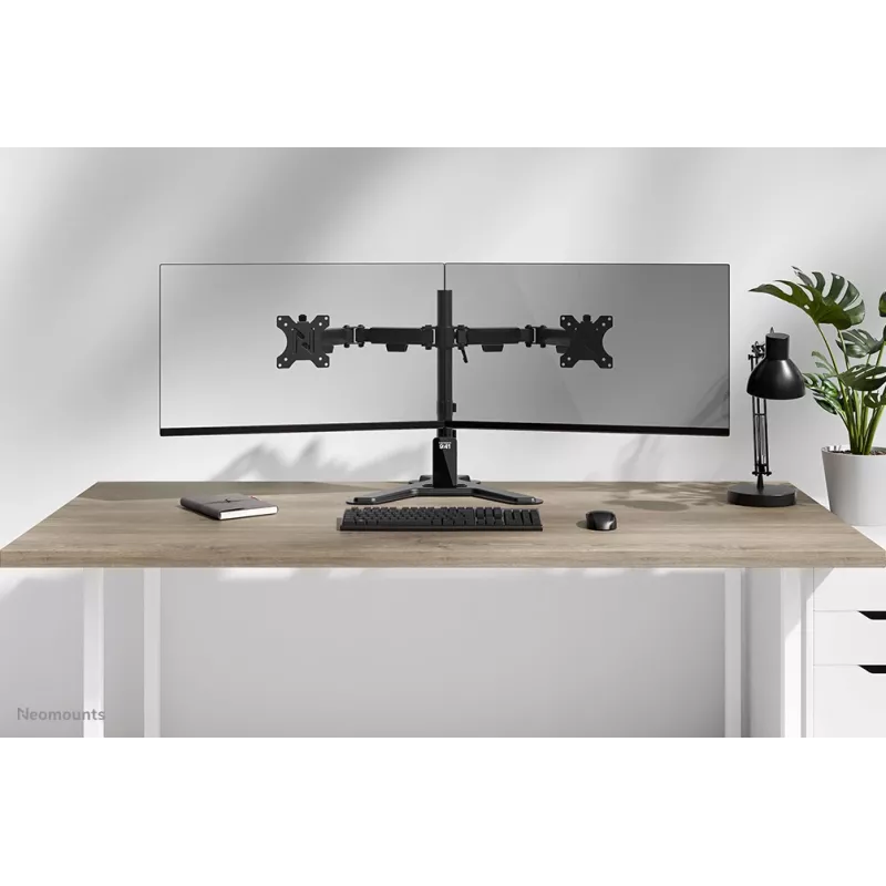 Dvigubas monitorių stovas Neomounts DS45-600BL2 10–32 colių ekranams, 2 ekranai, max 6 kg, VESA 75x75–100x100, laisvai pastatomas, juodas
