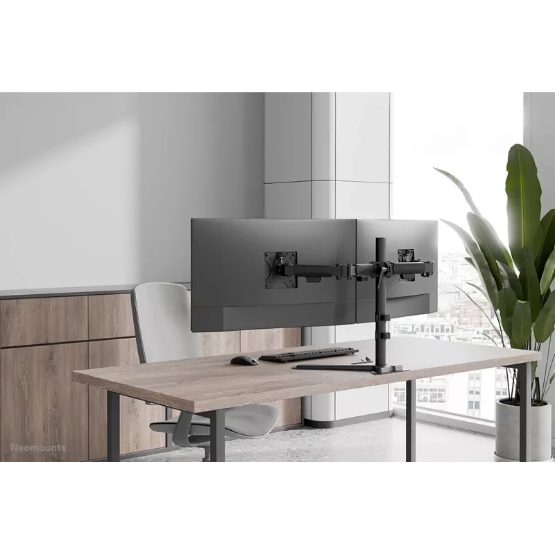 Dvigubas monitorių stovas Neomounts DS45-600BL2 10–32 colių ekranams, 2 ekranai, max 6 kg, VESA 75x75–100x100, laisvai pastatomas, juodas