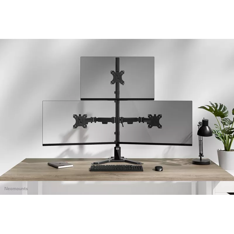 Neomounts DS45-600BL2-1 – trijų monitorių stovas 10–32 colių