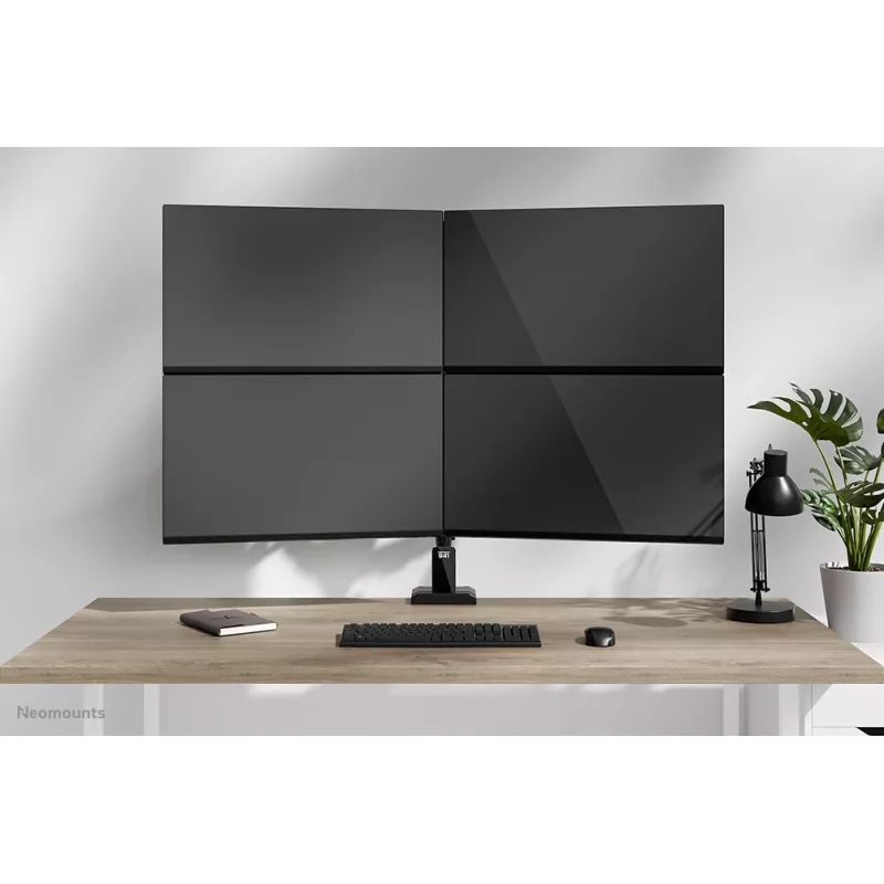 Keturių monitorių laikiklis Neomounts DS60-600BL2-2 10–32 colių ekranams, VESA 75x75–100x100, max 8 kg, spaustuvas/gręžtuvas, juodas