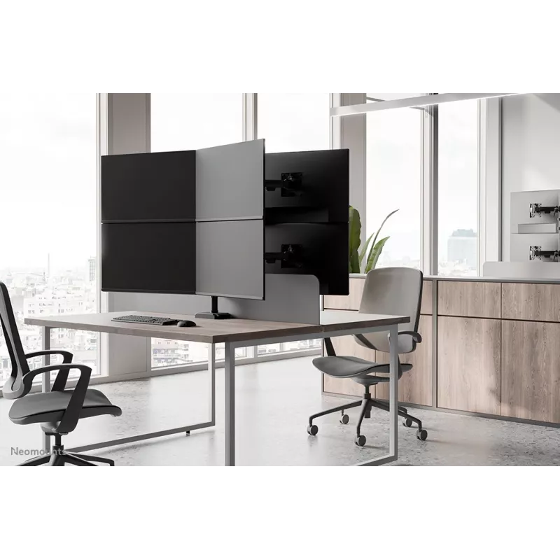 Keturių monitorių laikiklis Neomounts DS60-600BL2-2 10–32 colių ekranams, VESA 75x75–100x100, max 8 kg, spaustuvas/gręžtuvas, juodas