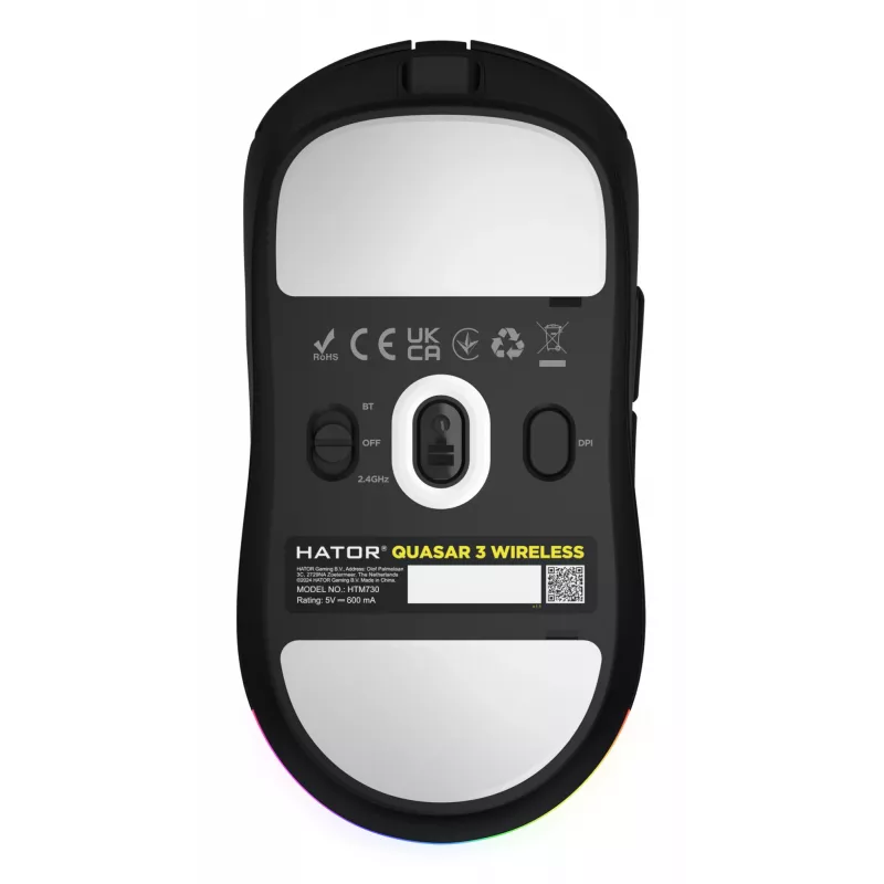 HATOR Quasar 3 Wireless pelė žaidimams Ambidekstrinė RF Wireless + Bluetooth + USB Type-A Optinė 12000 DPI