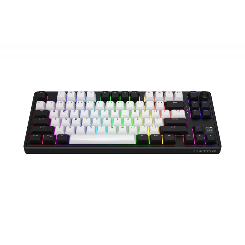 HATOR Skyfall 80 MAG ULTIMA 8K belaidė klaviatūra žaidimams USB + RF Wireless + Bluetooth QWERTY US English juoda, balta