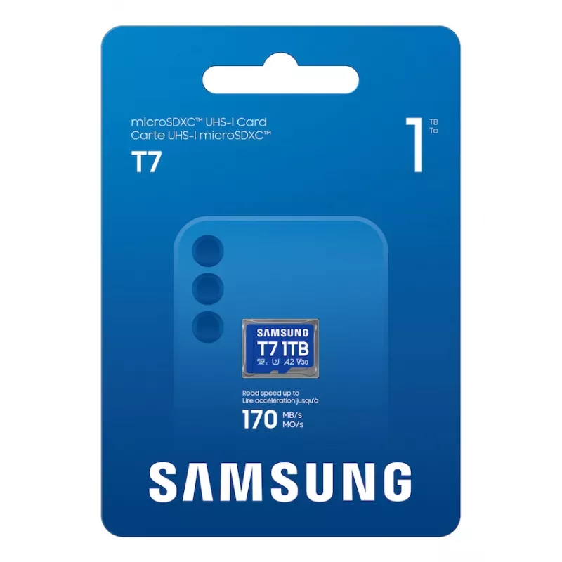Samsung T7 microSD kortelė, 1 TB, MicroSDXC, UHS-I, 170 MB/s, 3 klasė (U3), V30