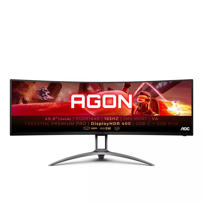 AOC B2 AG493UCX2 kompiuterio monitorius 124 cm (48,8 inch) 5120 x 1440 pikselių Quad HD LED juodas