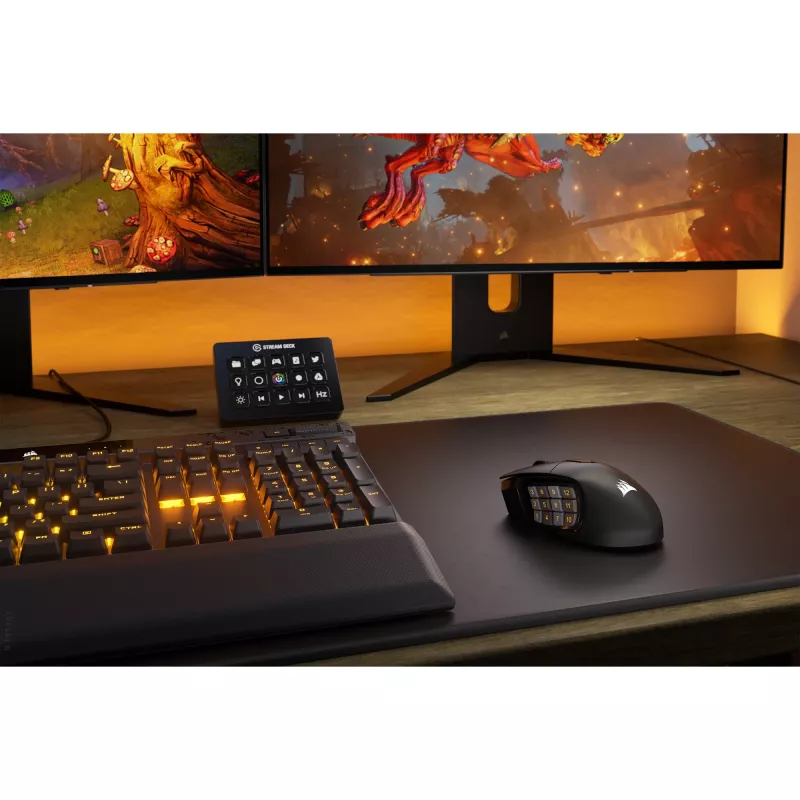 Corsair SCIMITAR ELITE WIRELESS pelė žaidimams Dešinei rankai RF belaidis + Bluetooth + USB Type-C Optinė 26000 DPI