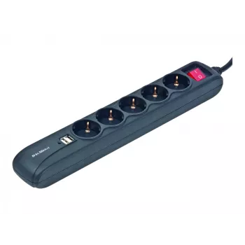 Prailgintuvas 1.5 m / 5 kištukinių lizdų + 2 USB SPG5-U2-5 Gembird