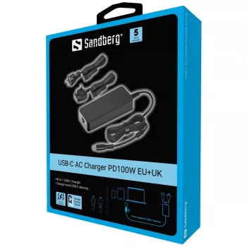 Sandberg 135-82 USB-C AC kroviklis PD100W EU+UK