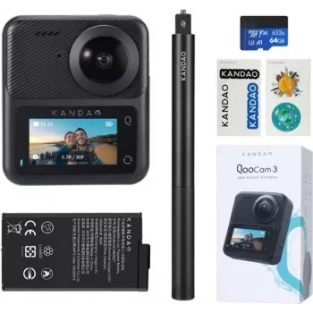 KanDao QooCam 3 Travel Combo — 360° veiksmo kamera, 4K vaizdo įrašas, 3D palaikymas