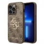 GUESS Dėklas GUHCP15L4GMGBR iPhone 15 Pro 6,1 inch rudas, kietas dėklas su dideliu metaliniu logotipu