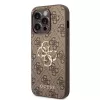 GUESS Dėklas GUHCP15L4GMGBR iPhone 15 Pro 6,1 inch rudas, kietas dėklas su dideliu metaliniu logotipu