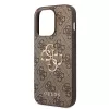 GUESS Dėklas GUHCP15L4GMGBR iPhone 15 Pro 6,1 inch rudas, kietas dėklas su dideliu metaliniu logotipu