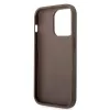 GUESS Dėklas GUHCP15L4GMGBR iPhone 15 Pro 6,1 inch rudas, kietas dėklas su dideliu metaliniu logotipu