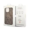 GUESS Dėklas GUHCP15L4GMGBR iPhone 15 Pro 6,1 inch rudas, kietas dėklas su dideliu metaliniu logotipu