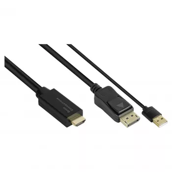 Alcasa HDMI-DP020 vaizdo kabelio adapteris 2 m HDMI A tipas DisplayPort juodas