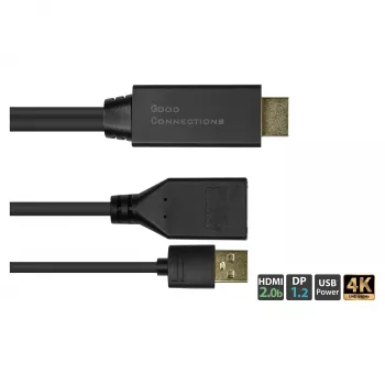 Alcasa HDMI-AD22 vaizdo kabelio adapteris 0,3 m HDMI A tipas DisplayPort juodas
